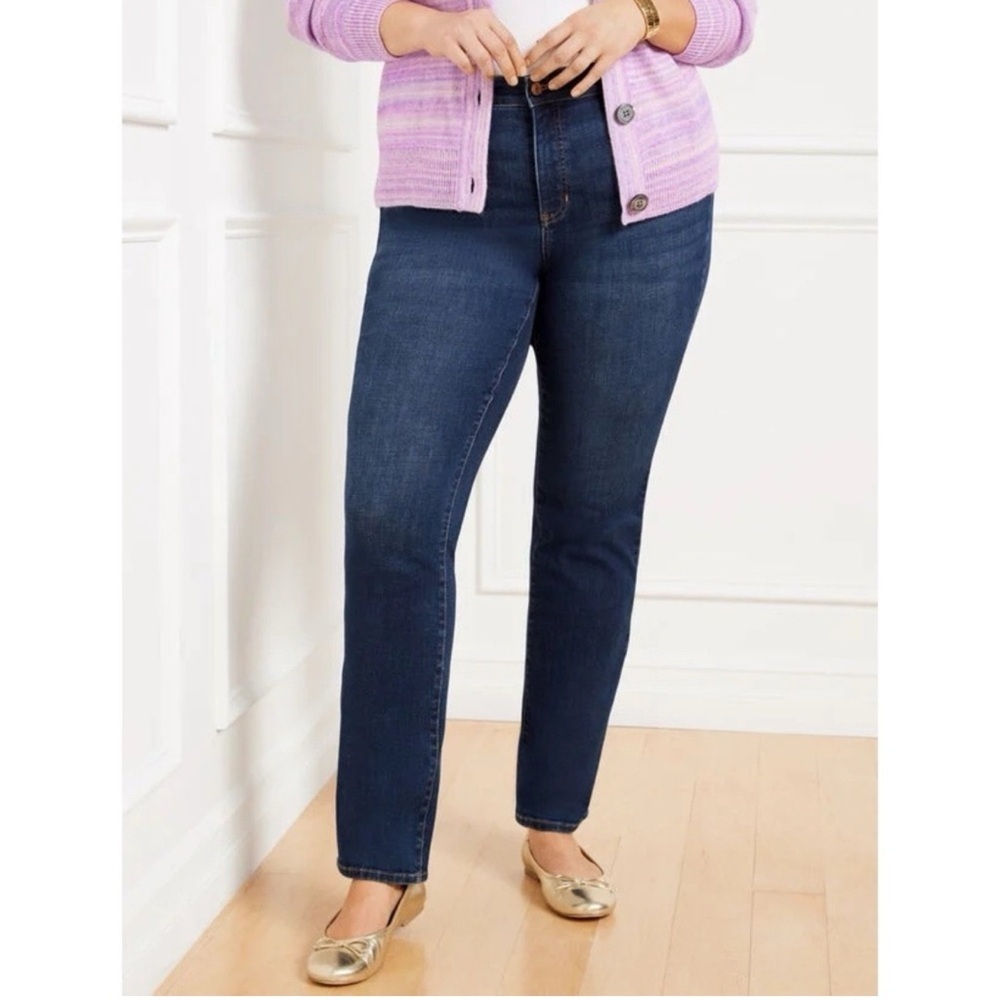 TALBOTS Simply Flattering Straight Leg Ankle Stretch Denim Jeans Size 16